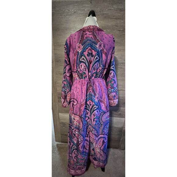 Vintage maxi dress sz M vacation resort Cleopatra Pink Long V Neck - Picture 5 of 10